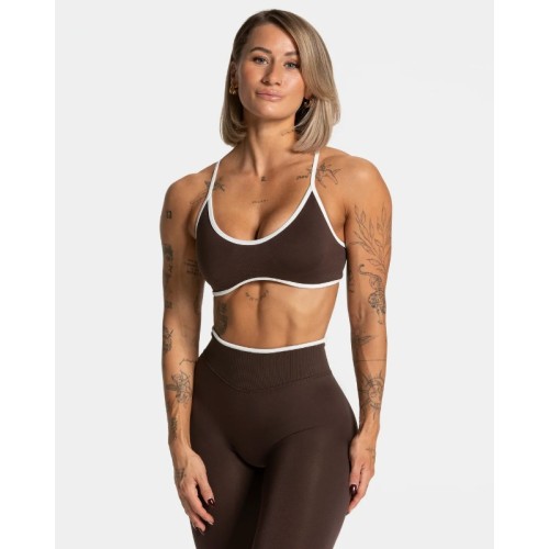 Seamless Color Block Sports Bra, Backless Yoga Bra, Sleeveless Strappy Fitness Workout Crop Top