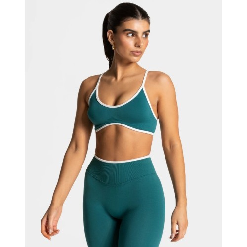 Seamless Color Block Sports Bra, Backless Yoga Bra, Sleeveless Strappy Fitness Workout Crop Top