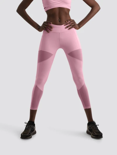 High Waist Pink Color Nylon Buttery Soft Yoga Capris