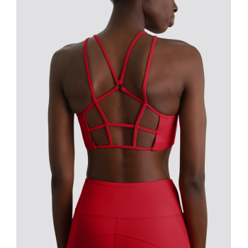 Solid Color Sports Bra, Thin Straps Yoga Bra,Fitness Sports Yoga Wear,Halter Sports Bra For Women