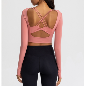 High quality Long Sleeve Crop Gym Shirts for Women Workout Yoga Tops