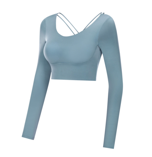 High quality Long Sleeve Crop Gym Shirts for Women Workout Yoga Tops