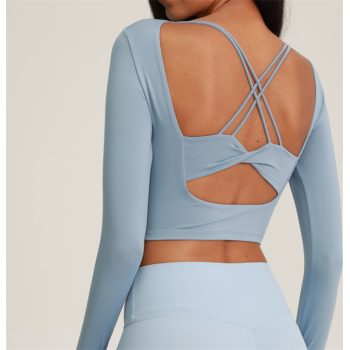 High quality Long Sleeve Crop Gym Shirts for Women Workout Yoga Tops
