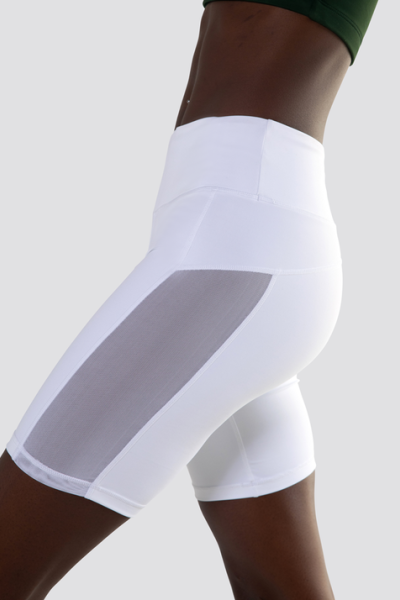 High waist non see through yoga shorts with side mesh sexy breathable biker shorts