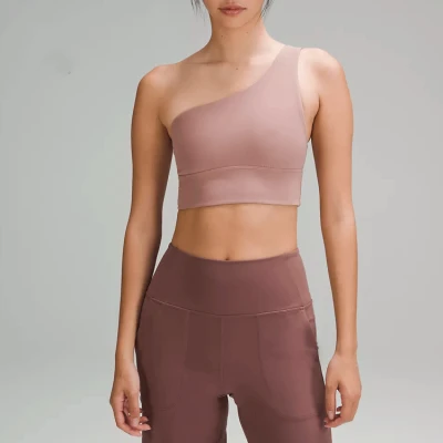 Womens One Shoulder Sports Bra, Asymmetrical Sports bra,  Workout Yoga Bra