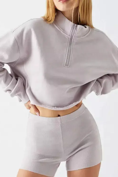 Women's Long Sleeve Half Zipper Pullover Drop Shoulder Oversized Pullover Sweatershirts