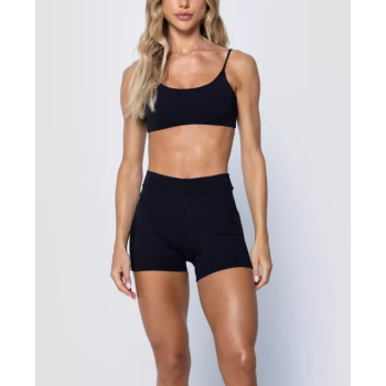 High waist pocket shorts for women compressive nylon spandex biker shorts