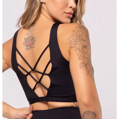 High impact full coverage padded crop top longline cross back sports bra with removable paddings