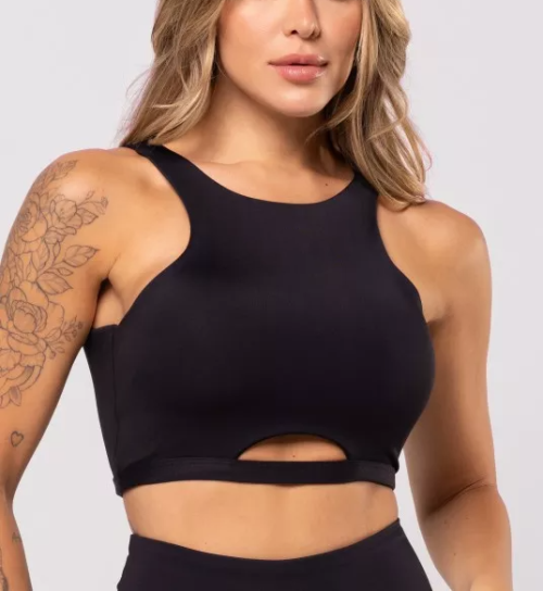 High impact full coverage padded crop top longline cross back sports bra with removable paddings