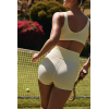 Workout Outfits for Women 2 Piece Seamless Ribbed High Waist Shorts with Sports Bra Exercise Set