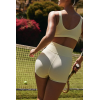Workout Outfits for Women 2 Piece Seamless Ribbed High Waist Shorts with Sports Bra Exercise Set