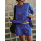 Two Piece Outfits for Women Lounge Sets Button Down Top and Shorts Set Over-sized Shirts