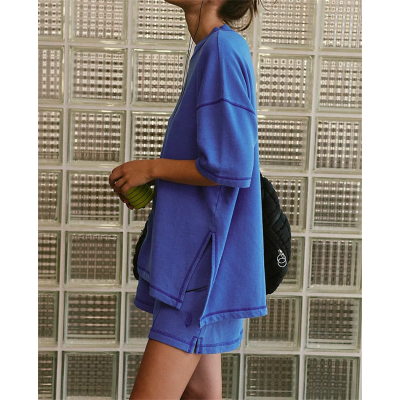 Two Piece Outfits for Women Lounge Sets Button Down Top and Shorts Set Over-sized Shirts