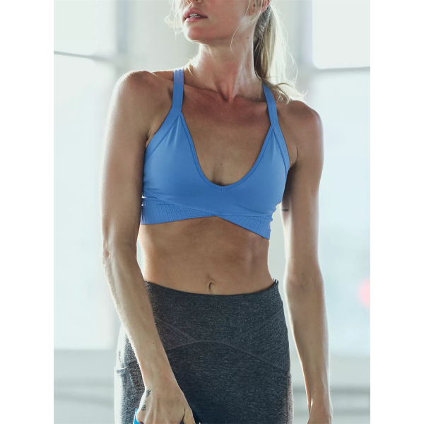 Custom Logo Yoga Bra, Essentials Women's Active Top Medium Support Racerback Sports Bra