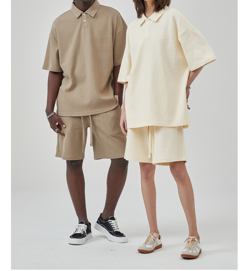 2 Piece Zip Tracksuit Polo Shirt and Shorts Sets Short Sleeve Summer Casual Outfit