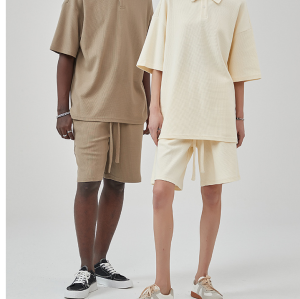 2 Piece Zip Tracksuit Polo Shirt and Shorts Sets Short Sleeve Summer Casual Outfit