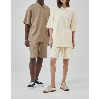 2 Piece Zip Tracksuit Polo Shirt and Shorts Sets Short Sleeve Summer Casual Outfit