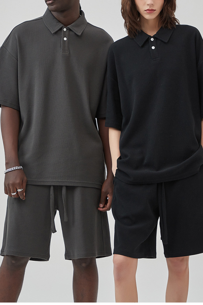 2 Piece Zip Tracksuit Polo Shirt and Shorts Sets Short Sleeve Summer Casual Outfit