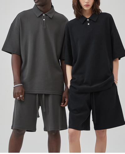 2 Piece Zip Tracksuit Polo Shirt and Shorts Sets Short Sleeve Summer Casual Outfit