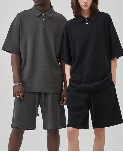 2 Piece Zip Tracksuit Polo Shirt and Shorts Sets Short Sleeve Summer Casual Outfit