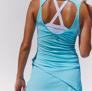 Custom Women's Tennis Dress with Built-in Shorts | Ribbed Activewear for Sports Brands | OEM Manufacturing of High-Quality Tennis Apparel with Performance Features