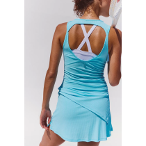 Custom Women's Tennis Dress with Built-in Shorts | Ribbed Activewear for Sports Brands | OEM Manufacturing of High-Quality Tennis Apparel with Performance Features