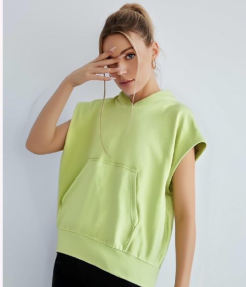 OEM Women's Short Sleeve Cropped Hoodies - Relaxed Fit Hooded Sweatshirts for Custom Activewear Manufacturers -
