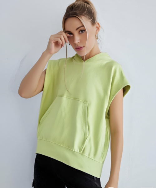OEM Women's Short Sleeve Cropped Hoodies - Relaxed Fit Hooded Sweatshirts for Custom Activewear Manufacturers -