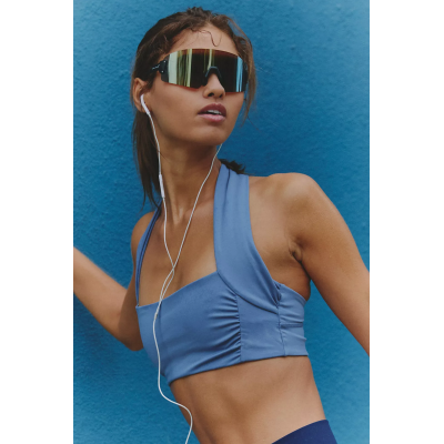 Custom Activewear Manufacturer - OEM Scoop Neck Sports Bra with Supportive Hollow Back, Removable Padding & Spaghetti Straps for Yoga and Gym Wear