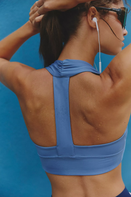 Custom Activewear Manufacturer - OEM Scoop Neck Sports Bra with Supportive Hollow Back, Removable Padding & Spaghetti Straps for Yoga and Gym Wear