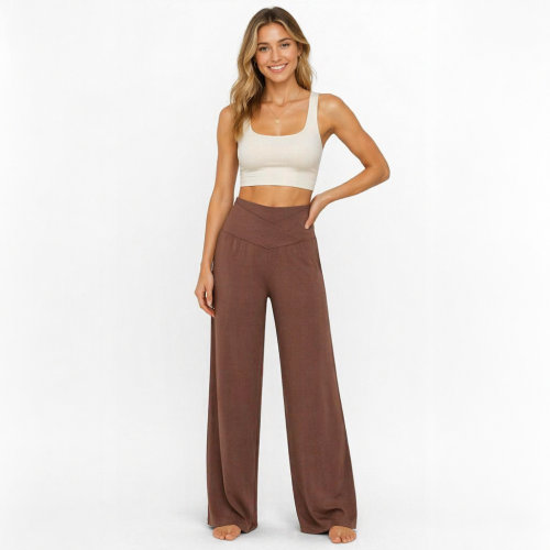 Women Crossover High Waist Flare Yoga Pants Soft Stretchy Bootcut Slim Fit Sports Casual Trousers