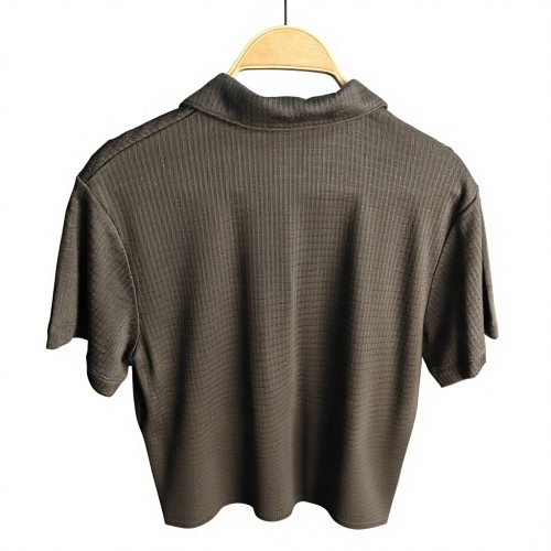 Athletic Waffle Textured Solid Blank Quick Dry Sweat Wicking Lapel Golf Tennis Sport Lightweight