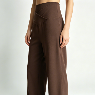 Women Crossover High Waist Flare Yoga Pants Soft Stretchy Bootcut Slim Fit Sports Casual Trousers
