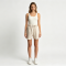 Women Casual Drawstring Sweat Shorts Solid Beige Elastic High Waist Loose Wide Soft Blend Athletic