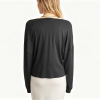 V Neck Cutout Twist Front Cover up Tops Soft Rayon Jersey Loose Casual Hollow Shoulder Knit Blouse