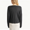 V Neck Cutout Twist Front Cover up Tops Soft Rayon Jersey Loose Casual Hollow Shoulder Knit Blouse
