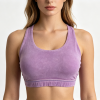 Womens Solid Vintage Wash Breathable 2 Piece Workout Set Racerback High Waist Soft Stretch Yoga