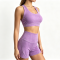 Womens Solid Vintage Wash Breathable 2 Piece Workout Set Racerback High Waist Soft Stretch Yoga