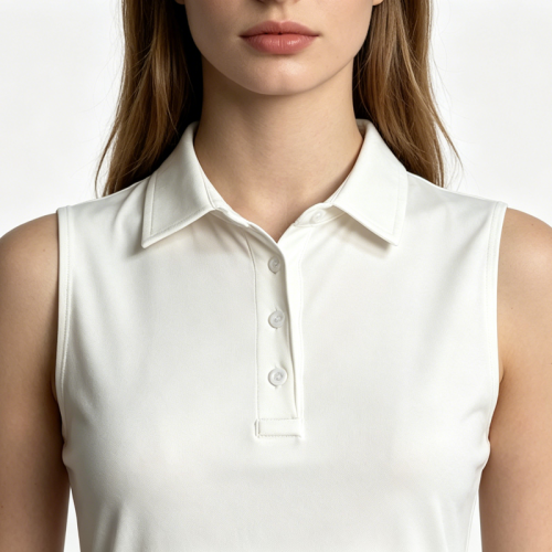 Ladies White Sleeveless Polo Vest Quick Dry Stretch Collared Tank Top Women Sleeveless Polo Shirt