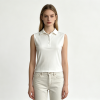 Ladies White Sleeveless Polo Vest Quick Dry Stretch Collared Tank Top Women Sleeveless Polo Shirt