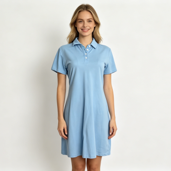 Women Short Sleeve Polo Dress Breathable Fabric Golf Tennis Sports Dress Casual Loose Mini Dress