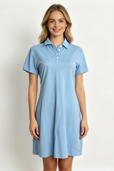 Women Short Sleeve Polo Dress Breathable Fabric Golf Tennis Sports Dress Casual Loose Mini Dress