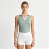 Women Sleeveless V-Collar Slim Fit Tank Top Quick Dry Breathable Golf Tennis Vest Contrast Summer