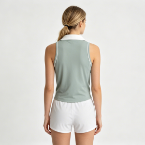 Women Sleeveless V-Collar Slim Fit Tank Top Quick Dry Breathable Golf Tennis Vest Contrast Summer