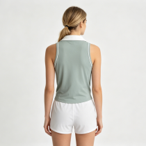 Women Sleeveless V-Collar Slim Fit Tank Top Quick Dry Breathable Golf Tennis Vest Contrast Summer