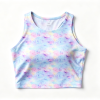 Custom Cloud Tie Dye Racerback Crop Tank Tops Ladies High Neck Sleeveless Gym Fitness Cropped Vest