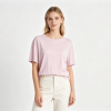 Women Heather Pink Crew Neck Short Sleeve Loose Blend Basic Casual T Shirt Daily Soft