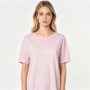 Women Heather Pink Crew Neck Short Sleeve Loose Blend Basic Casual T Shirt Daily Soft