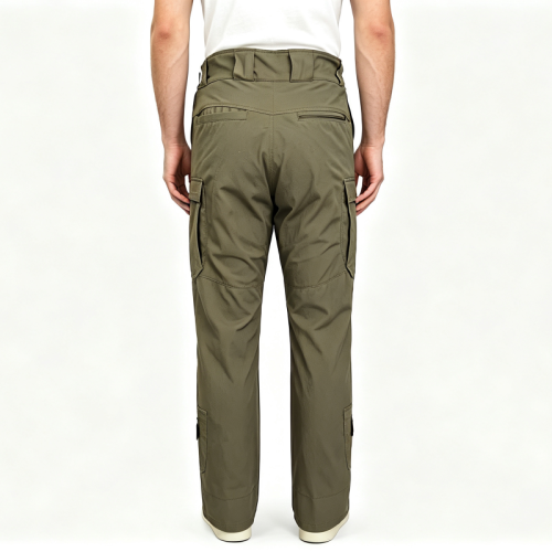 Men Stretch Cargo Pants Adjustable Waist Multi Zipper Pockets Outdoor Hiking Tactical Trousers