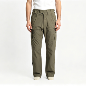 Men Stretch Cargo Pants Adjustable Waist Multi Zipper Pockets Outdoor Hiking Tactical Trousers